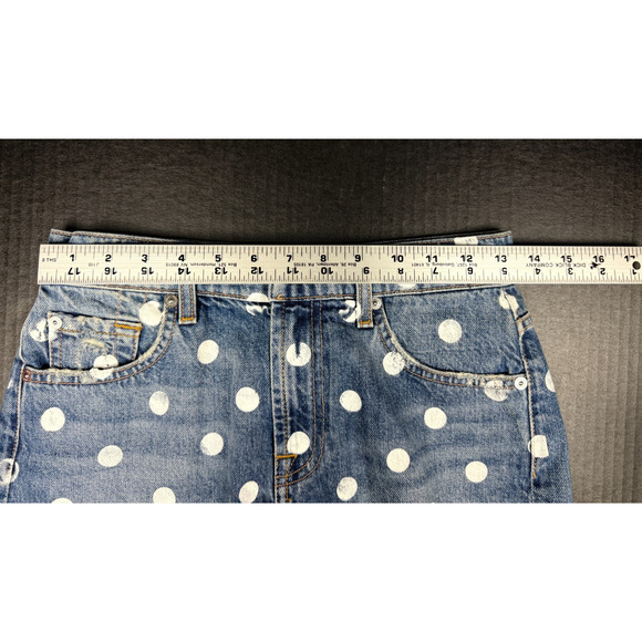 7 For all Mankind Denim Polka dot distressed Cut Off Frayed Shorts Sz. 25 - Picture 7 of 15